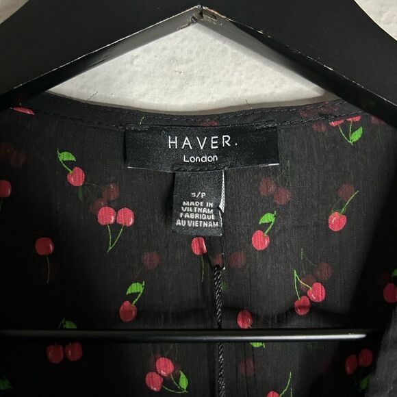 Have London Cherry Print Tie Front Blouse Size S - Picture 9 of 11